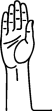 Hand erhoben